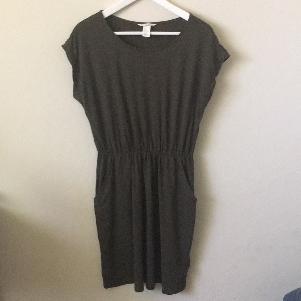 H&M Basics Olive Green Cotton Modal Dress